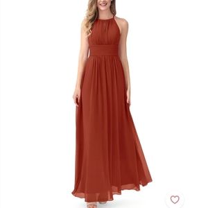 Azazie Rust Long A-Line Dress